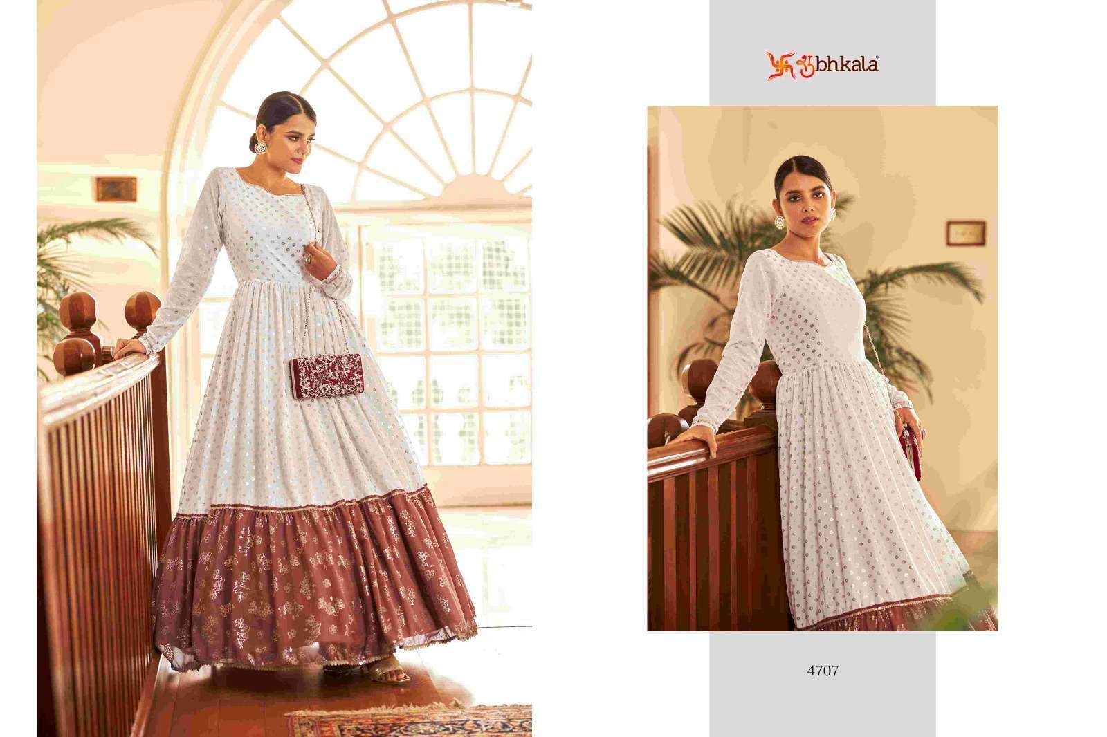 FLORY VOL. 18 Georgette Metalic Foil Work Anarkali Gown Kurti Wholesale Kurti Suppliers in Mumbai