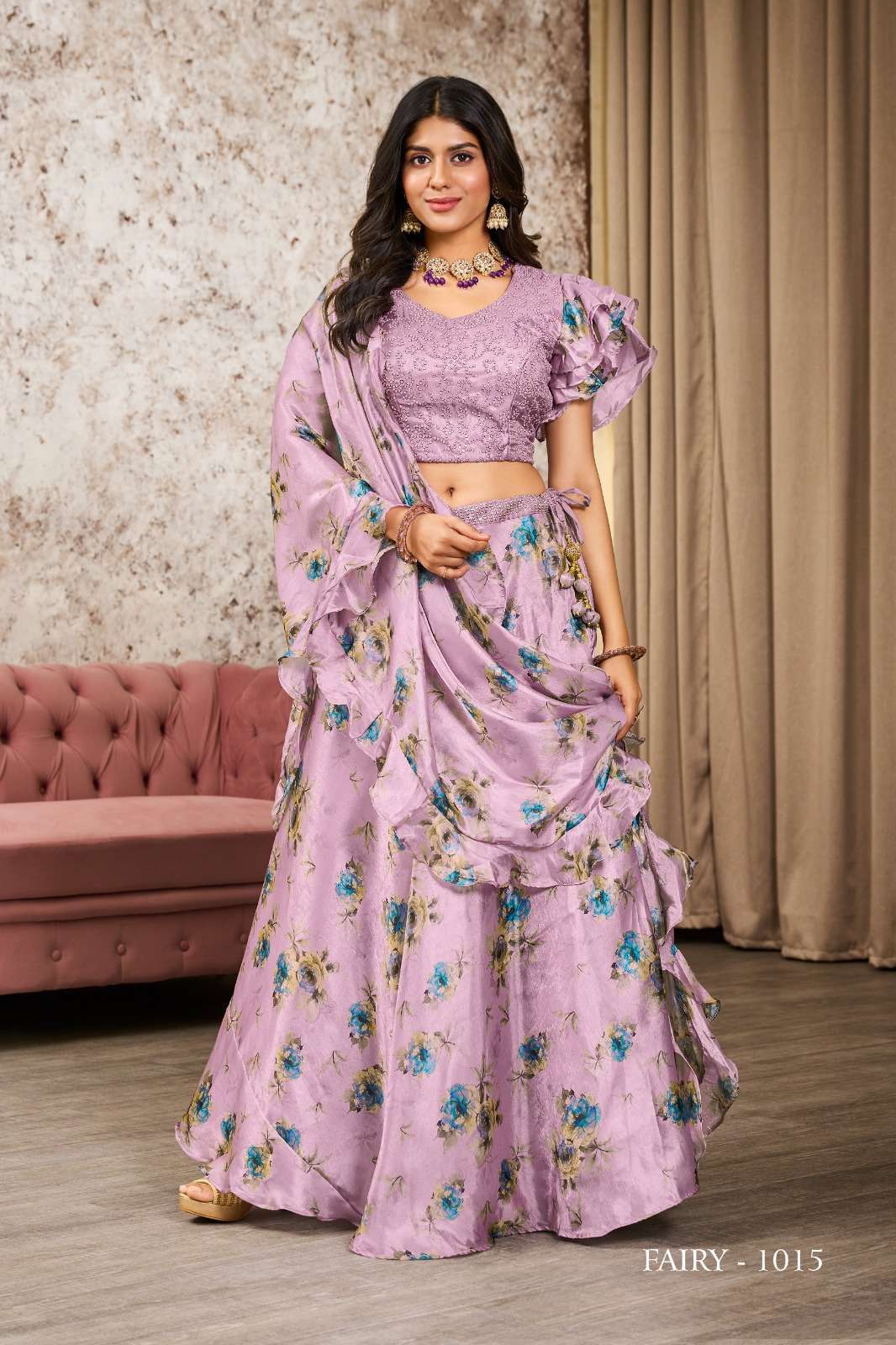 Buy AORI Lehenga choli Wine color Indian latest lehenga crop top skirt wedding  bridal lehenga with Indian bridesmaid dresses Embroidery Work, Sequence  Work, Ruffle (6277) at Amazon.in