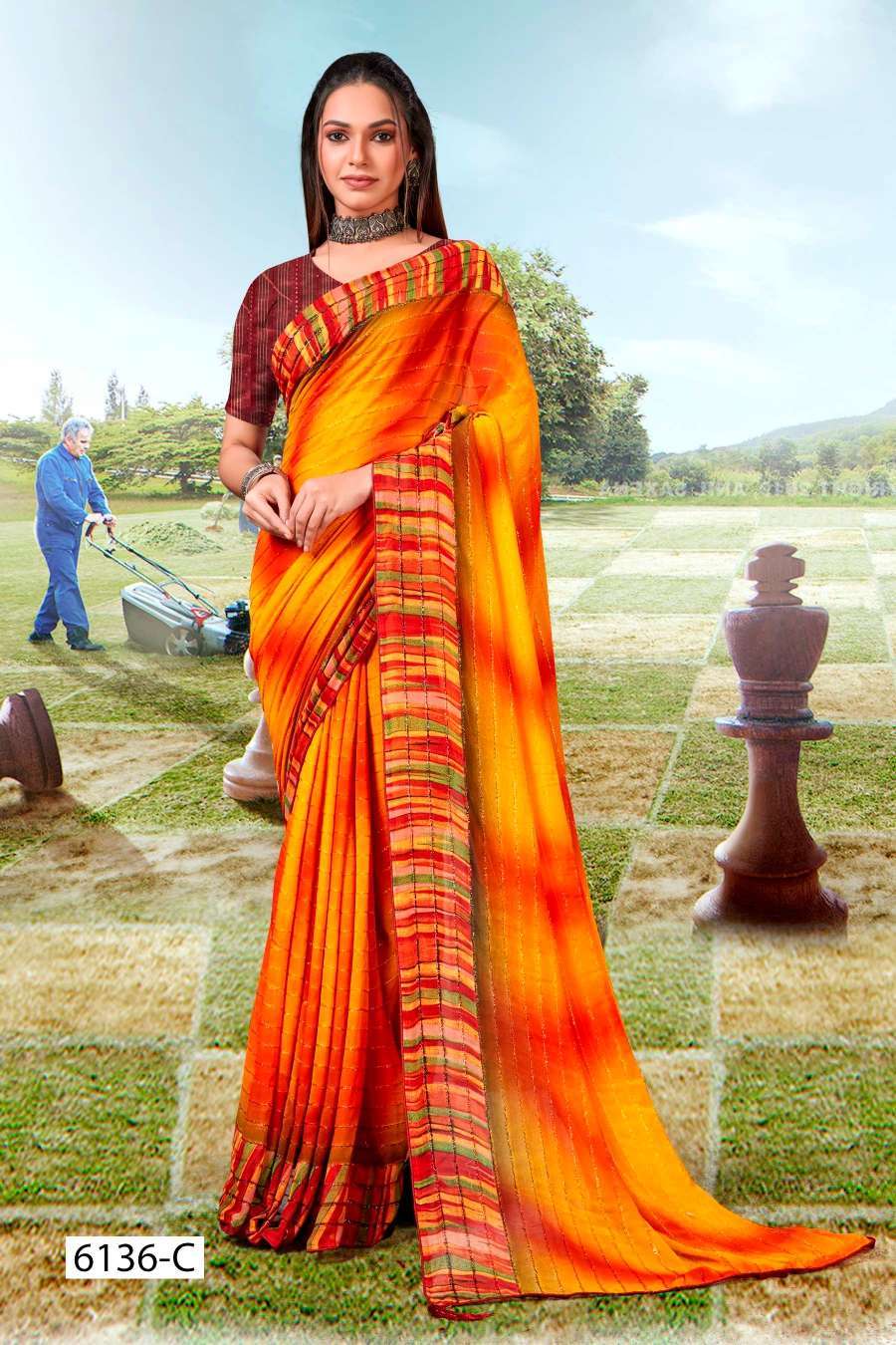 Skin Printed Georgette Saree | Kashvi-2819 | Cilory.com