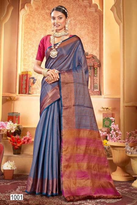 Glow Pink Rose Shaded Double Warp Elegance Kanchipuram Handloom Soft S –  Capell Haute Couture