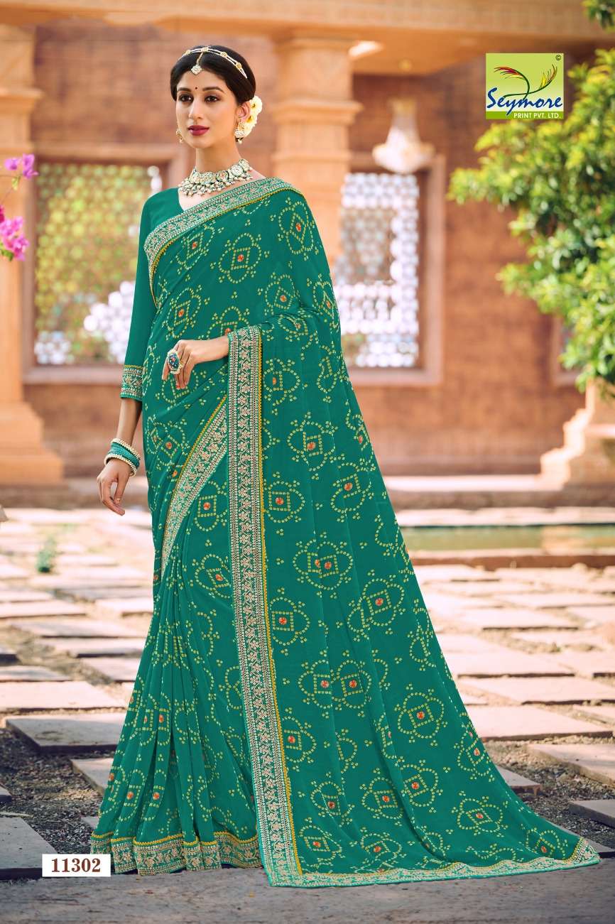 Seymore chunriya heavy Georgette embroidery border saree wholesale india