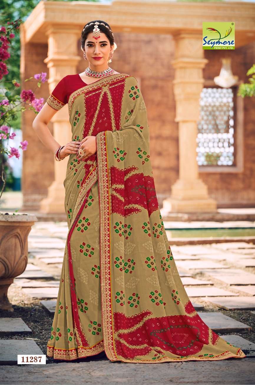 Seymore chunriya heavy Georgette embroidery border saree wholesale india