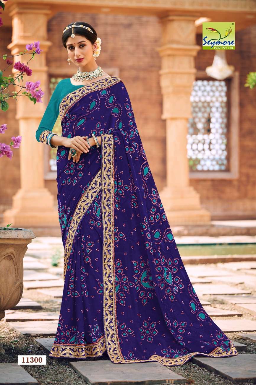 Seymore chunriya heavy Georgette embroidery border saree wholesale india
