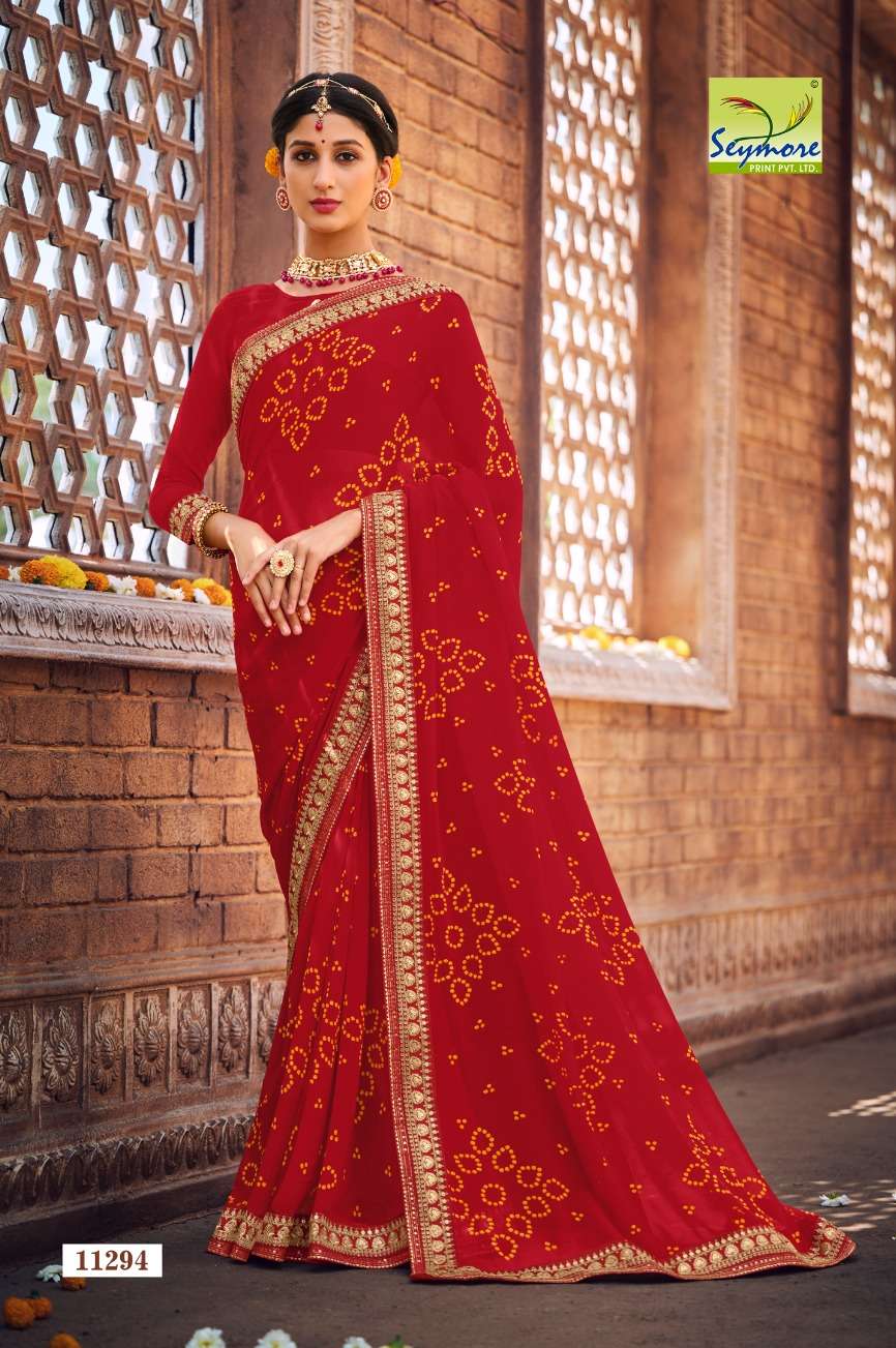 Seymore chunriya heavy Georgette embroidery border saree wholesale india