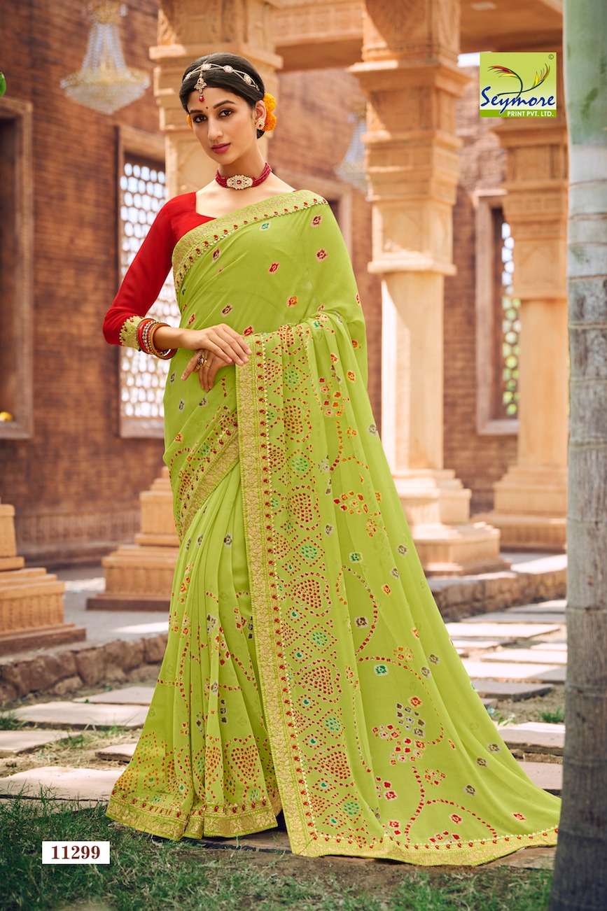 Seymore chunriya heavy Georgette embroidery border saree wholesale india