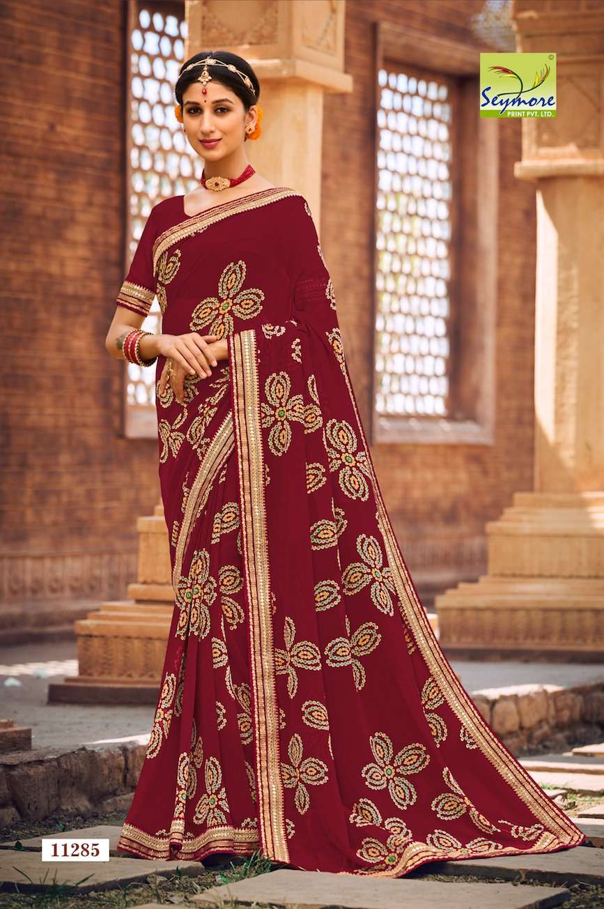 Seymore chunriya heavy Georgette embroidery border saree wholesale india