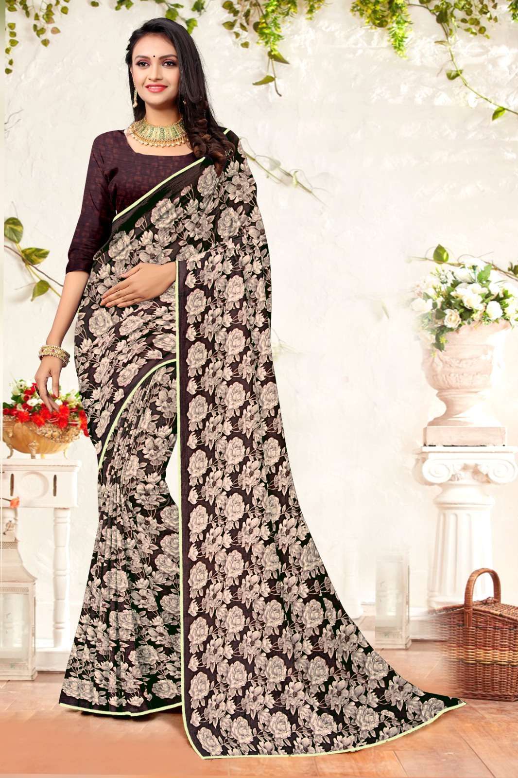 Women's Fancy Chiffon Madhubani Printed Saree with Blouse Piece – Mirchi  Fashion