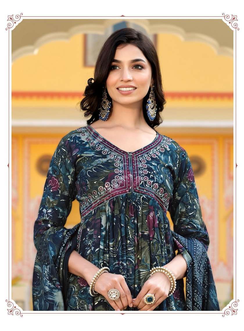 Light Mehdi Color Party Wear Designer Gown Kurti :: ANOKHI FASHION