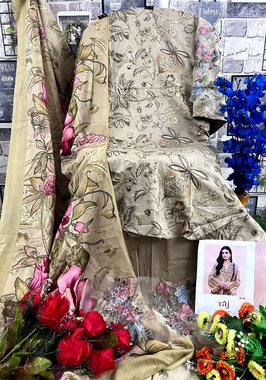 Taj 445 And 447 Cotton Dupatta Wholesale Salwar Suits in Surat