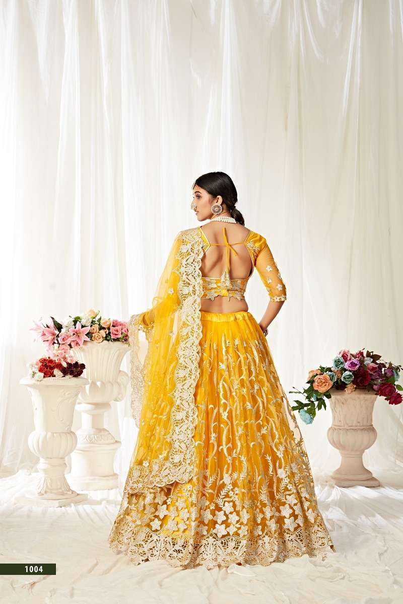 AGNILEKHA – 1004 YELLOW DESIGNER PARTY WEAR LOOK HEAVY LEHENGA CHOLI  Manufacturers in Surat