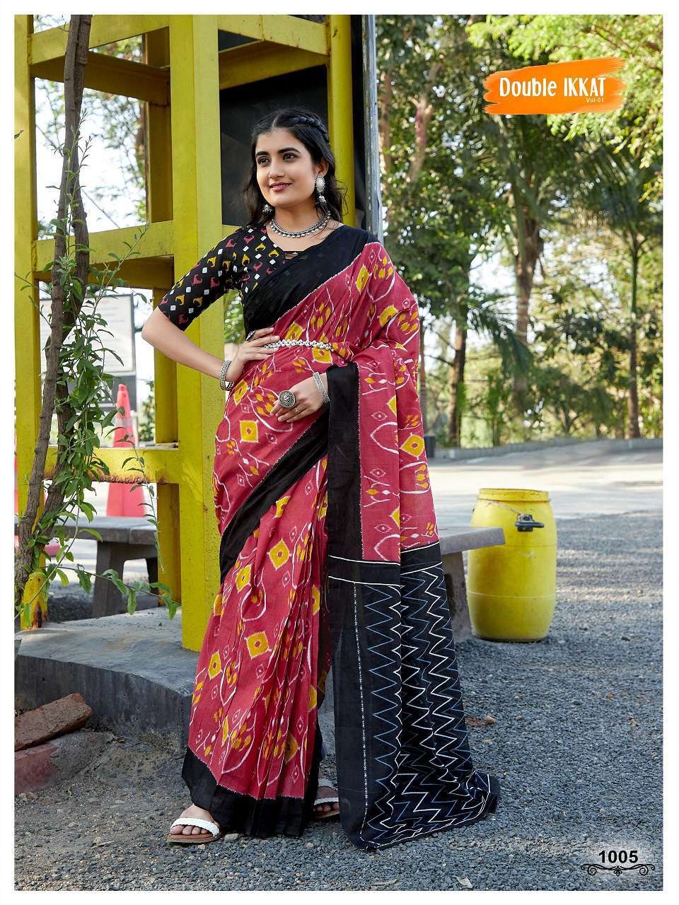 Double Ikkat Vol1 Cotton Saree manufacturers in Gujarat