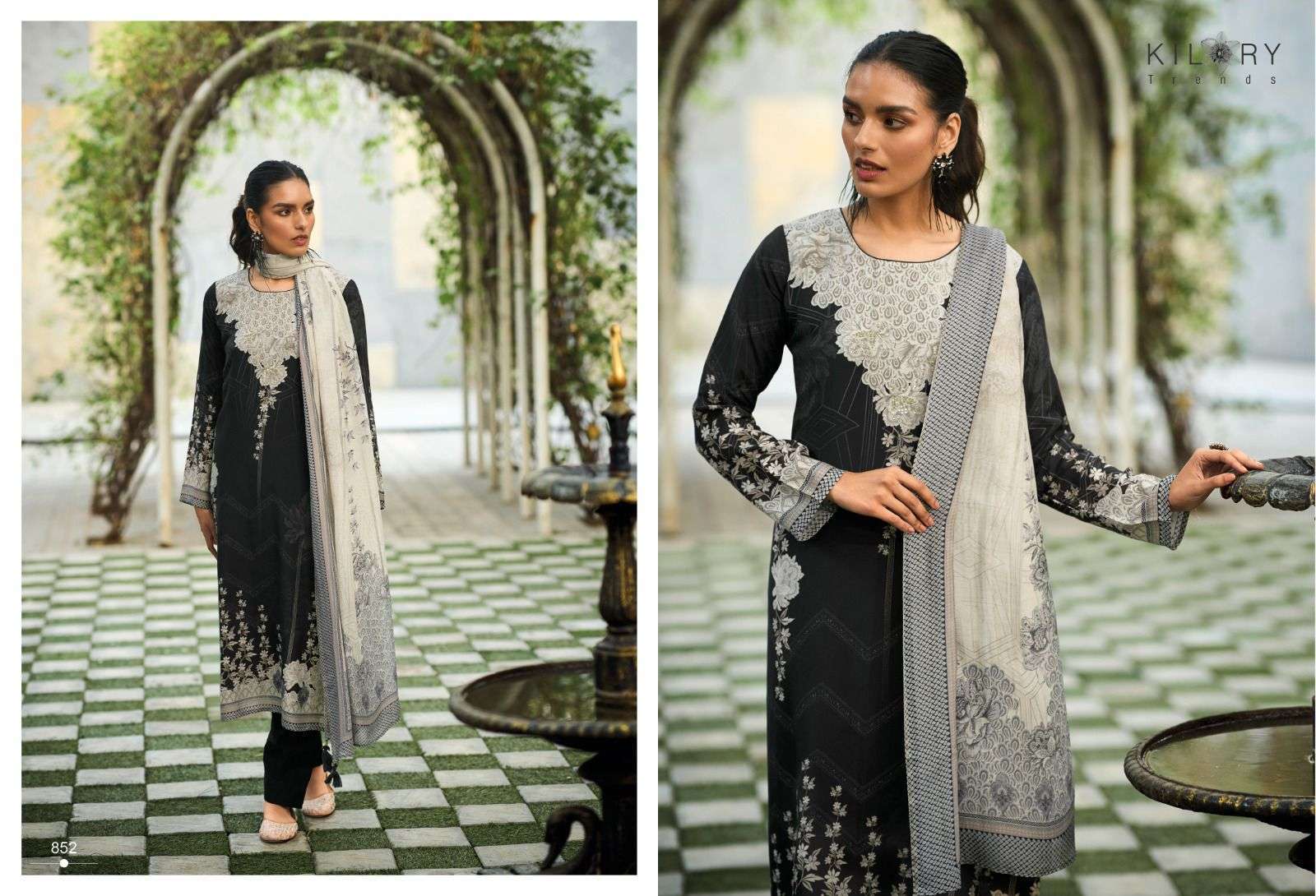 Kilory Blackberry Muslin Printed Designer Surat wholesale market for Pakistani suits