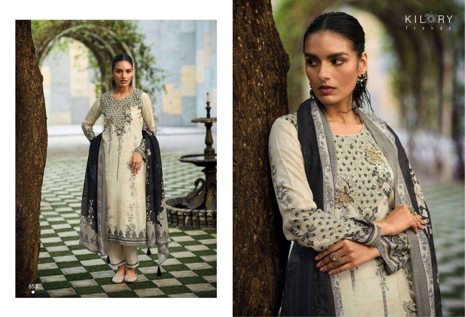 Kilory Blackberry Muslin Printed Designer Surat wholesale market for Pakistani suits