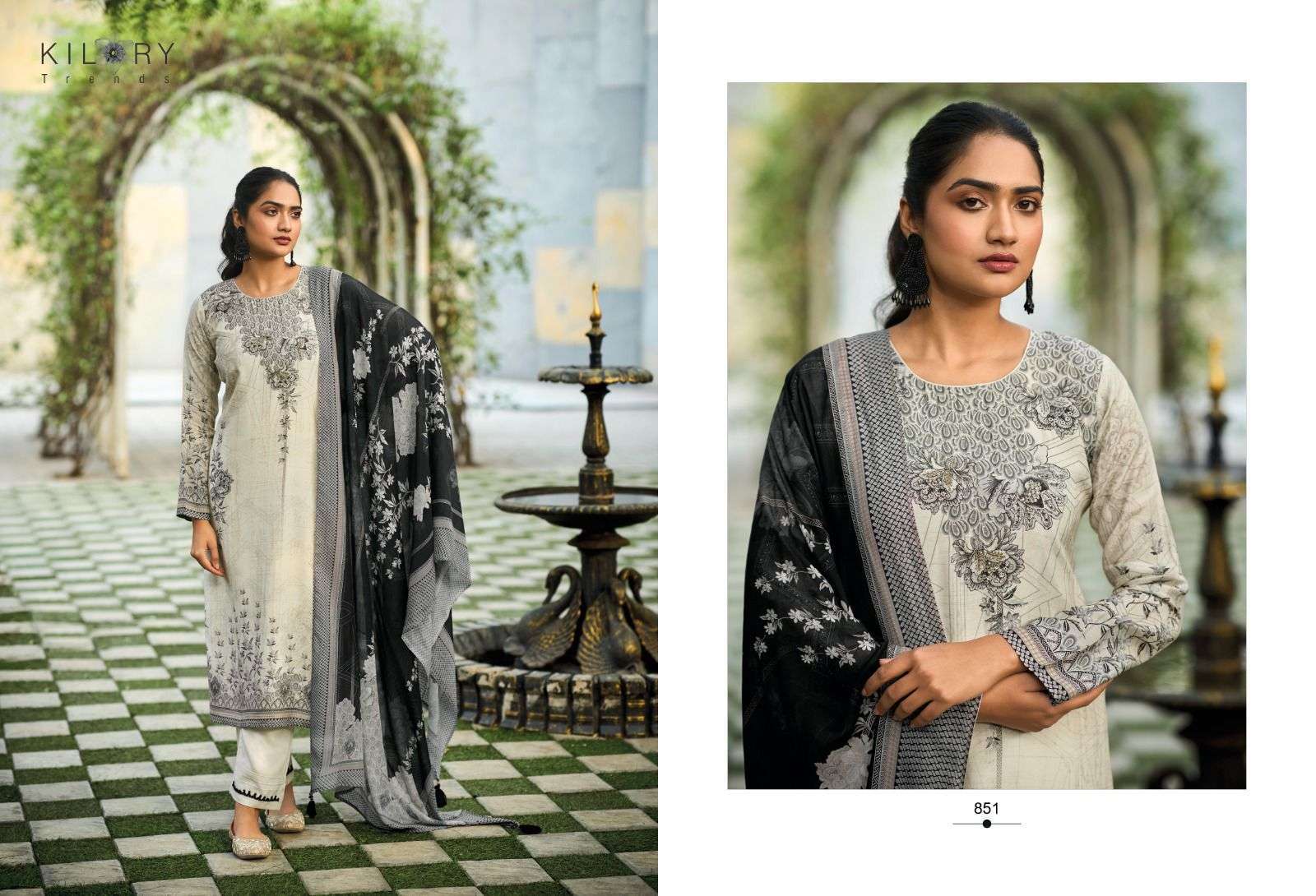 Kilory Blackberry Muslin Printed Designer Surat wholesale market for Pakistani suits