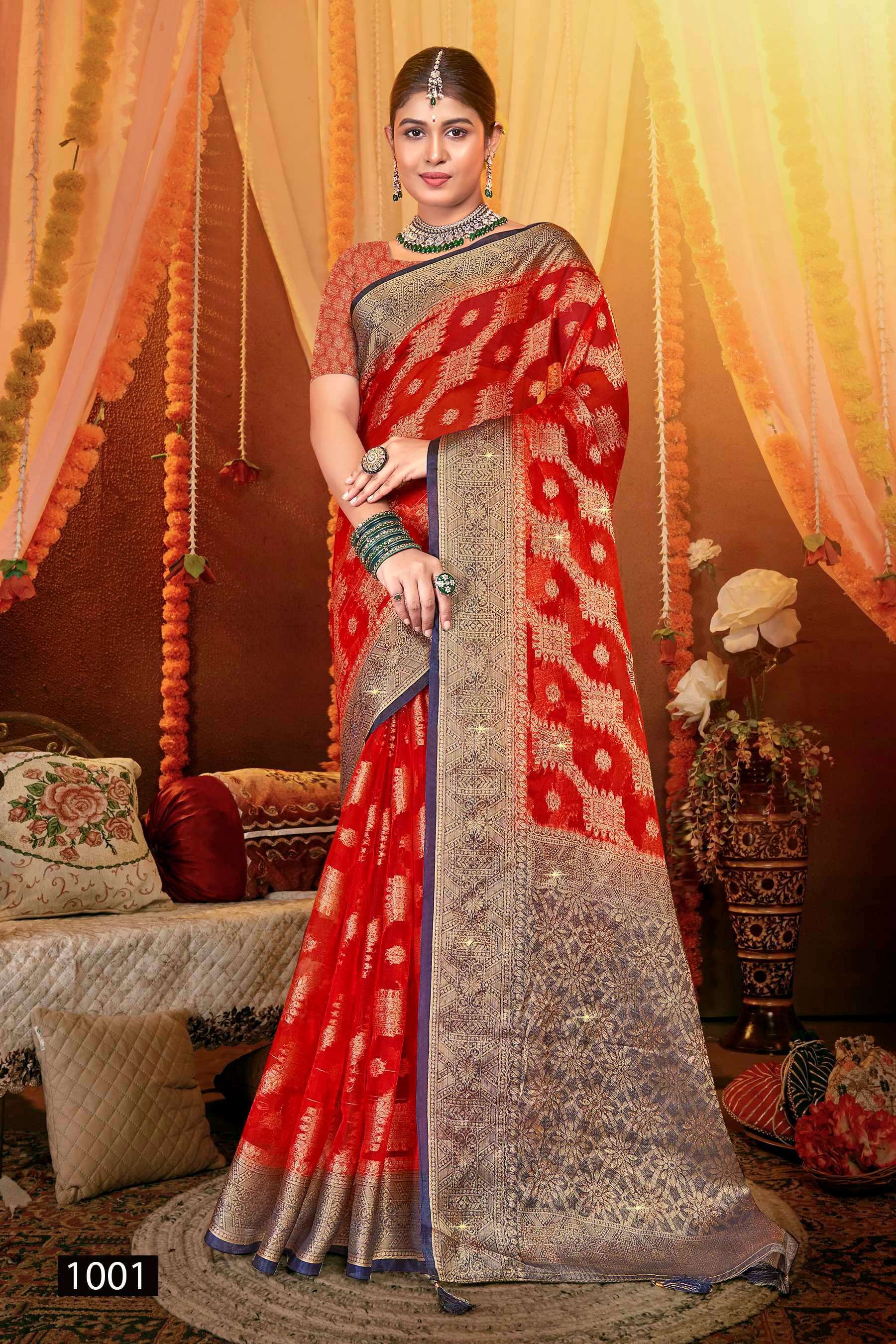 Saroj Anuradha vol.1 Soft organza with heavy swaroski Wholesale saree market in Ahmedabad