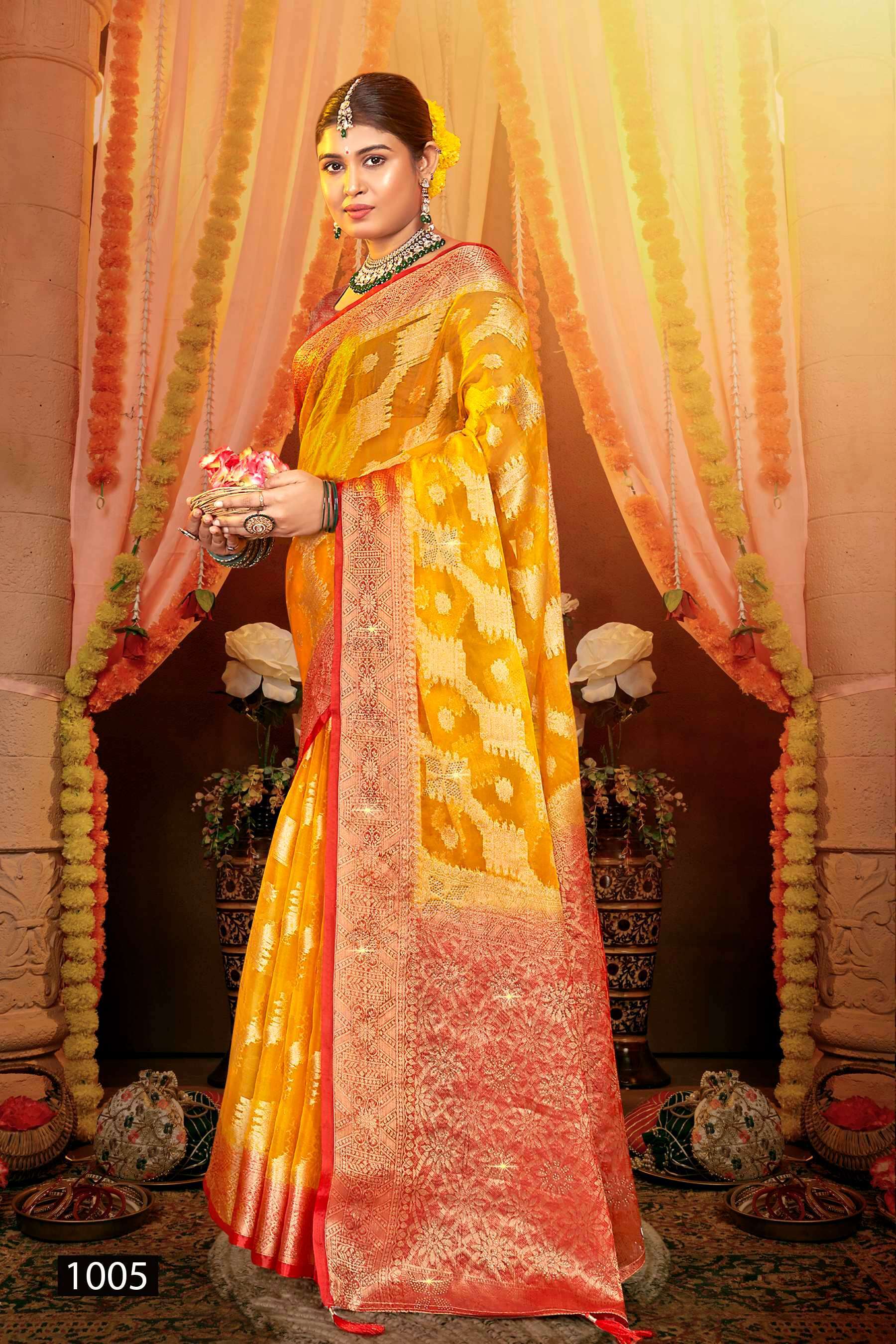 Saroj Anuradha vol.1 Soft organza with heavy swaroski Wholesale saree market in Ahmedabad