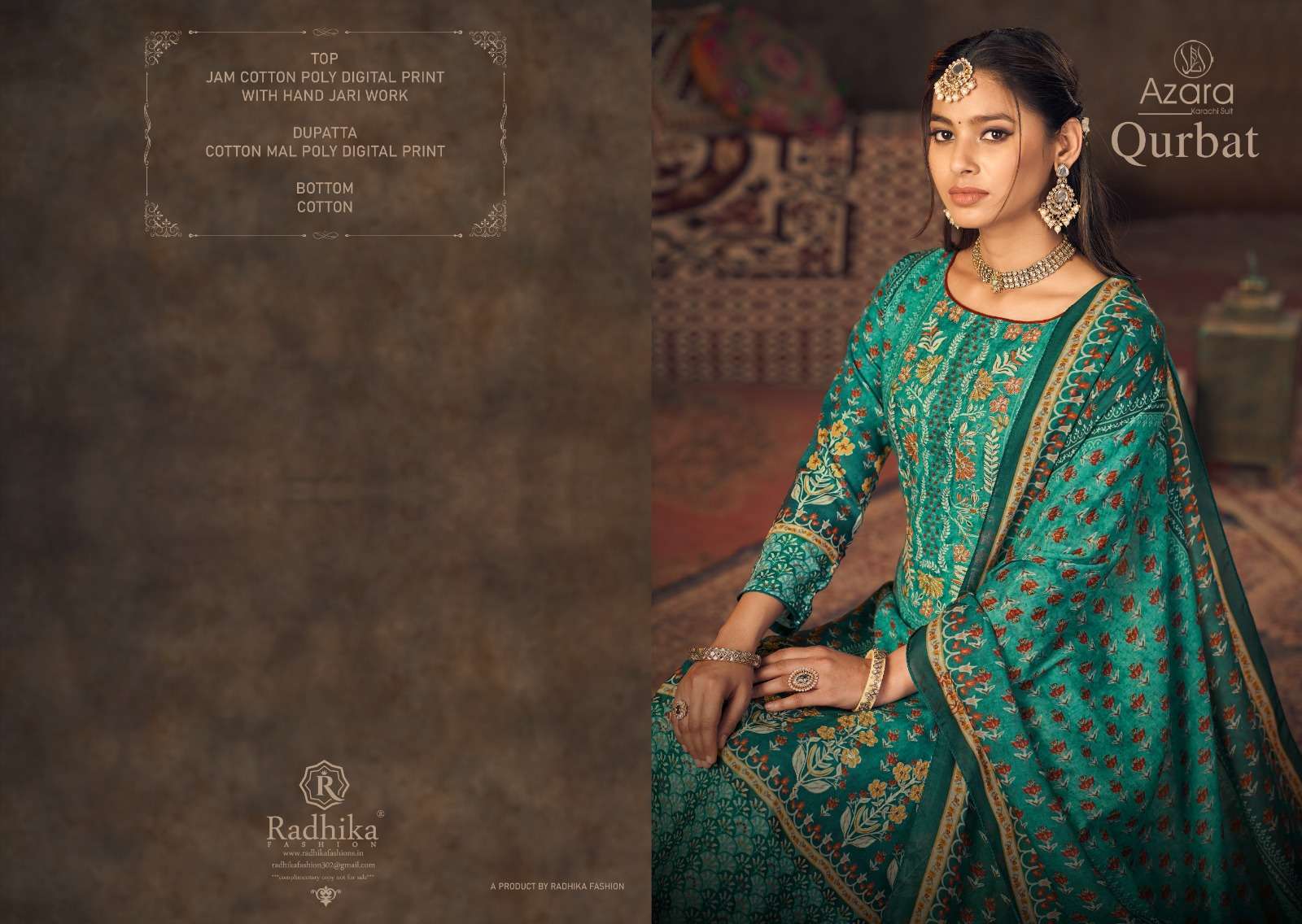 Azara QURBAT Jam cotton Dress material for boutiques
