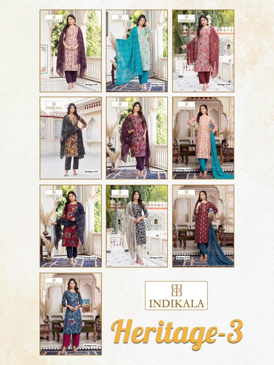 Indikala Heritage 3 Chanderi printed kurti set wholesale catalog