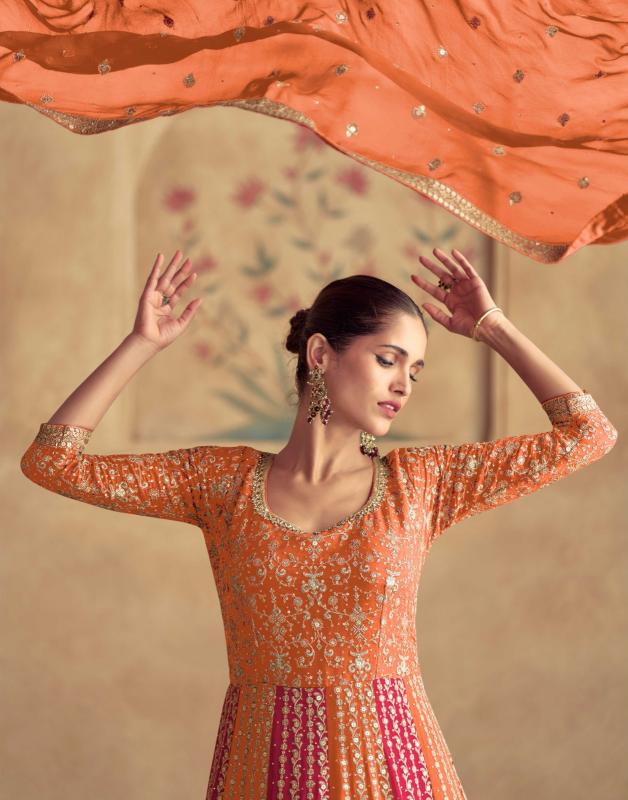 Aashirwad Maharani Gold Georgette gown wholesale market in surat