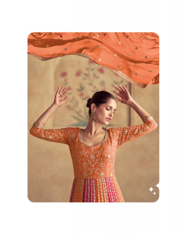 Aashirwad Maharani Gold Georgette gown wholesale market in surat