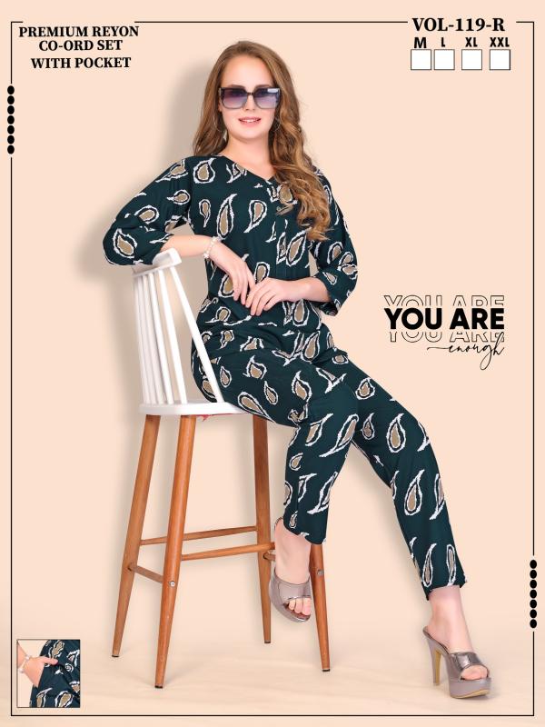 Fashion Talk Vol 119 Rayon Printed womens Co Ord set Wholesaler market