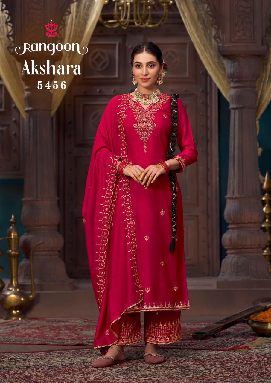 Rangoon Akshara Silk with Fancy code Work wholesale dress material market in jaipur