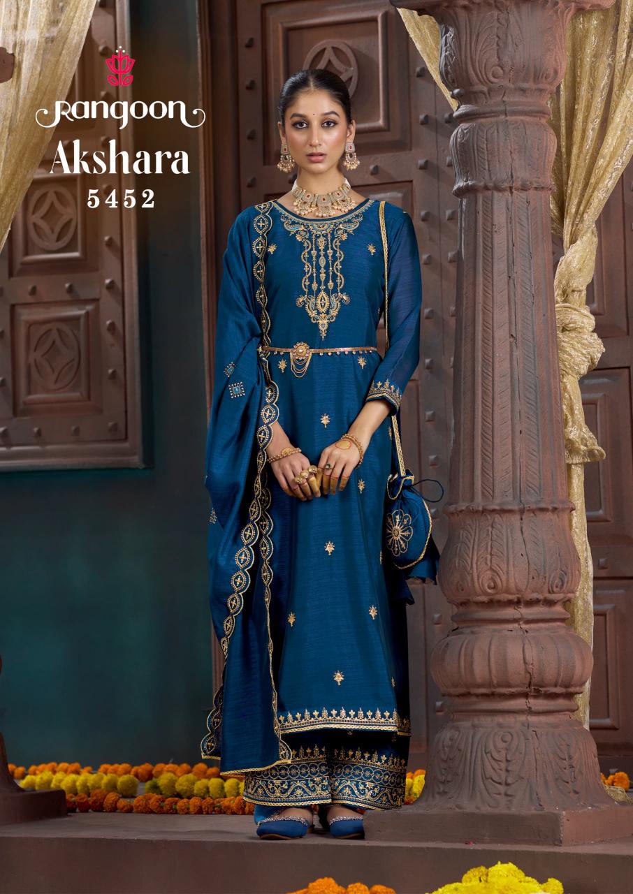 Rangoon Akshara Silk with Fancy code Work wholesale dress material market in jaipur