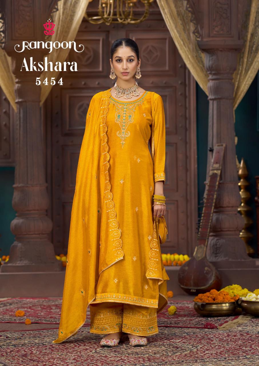 Rangoon Akshara Silk with Fancy code Work wholesale dress material market in jaipur