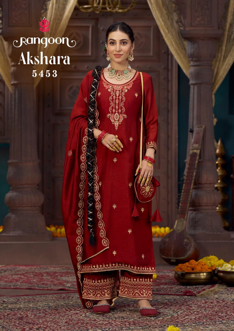Rangoon Akshara Silk with Fancy code Work wholesale dress material market in jaipur