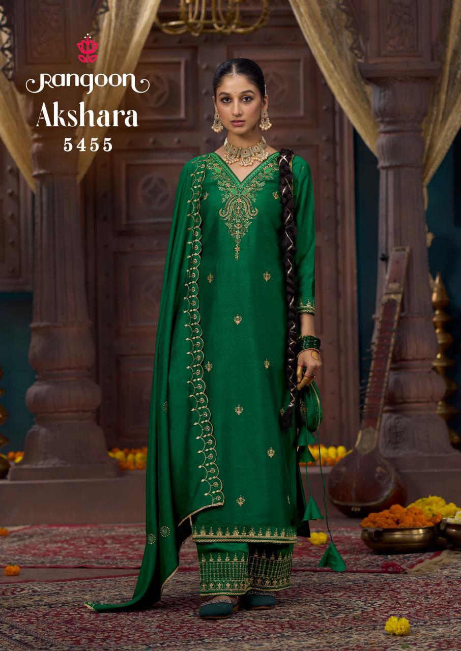 Rangoon Akshara Silk with Fancy code Work wholesale dress material market in jaipur