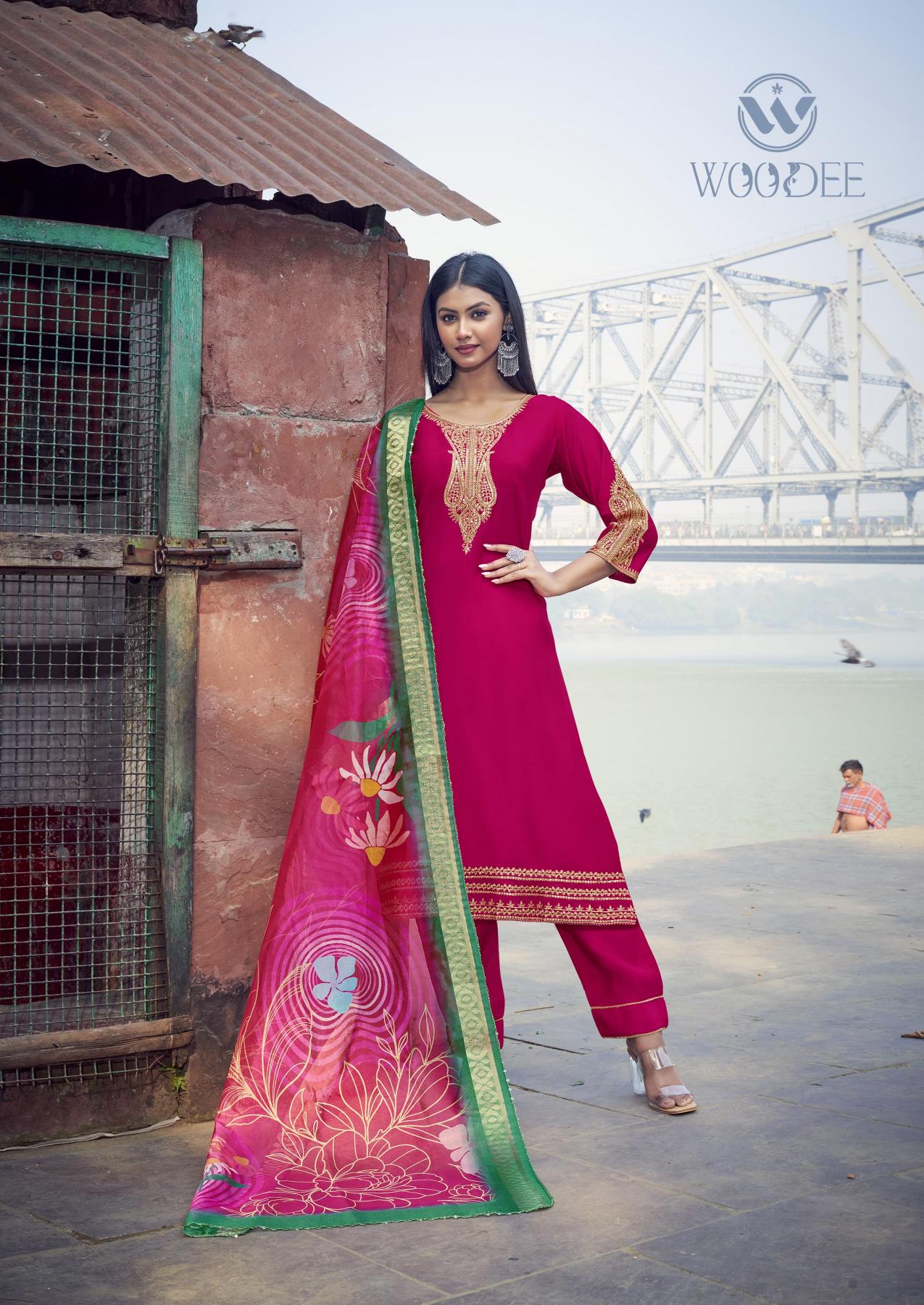 Woodee Veda Pure heavy viscose designer kurti catalogue