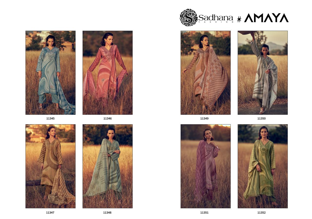 AMAYA FENCY WORK WITH DIGITAL PRINT WHOLESALE DRESS MATERIAL CATALOGUE
