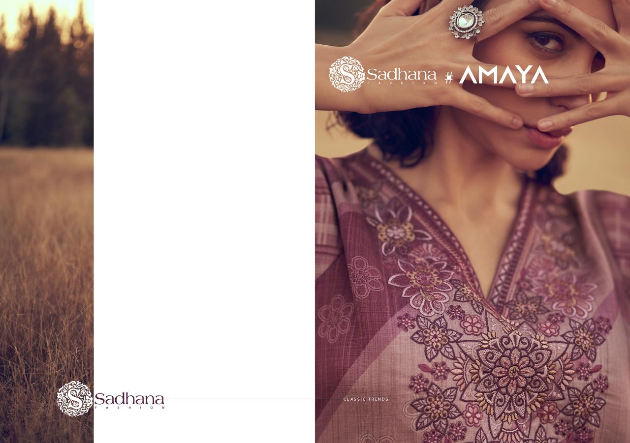 AMAYA FENCY WORK WITH DIGITAL PRINT WHOLESALE DRESS MATERIAL CATALOGUE