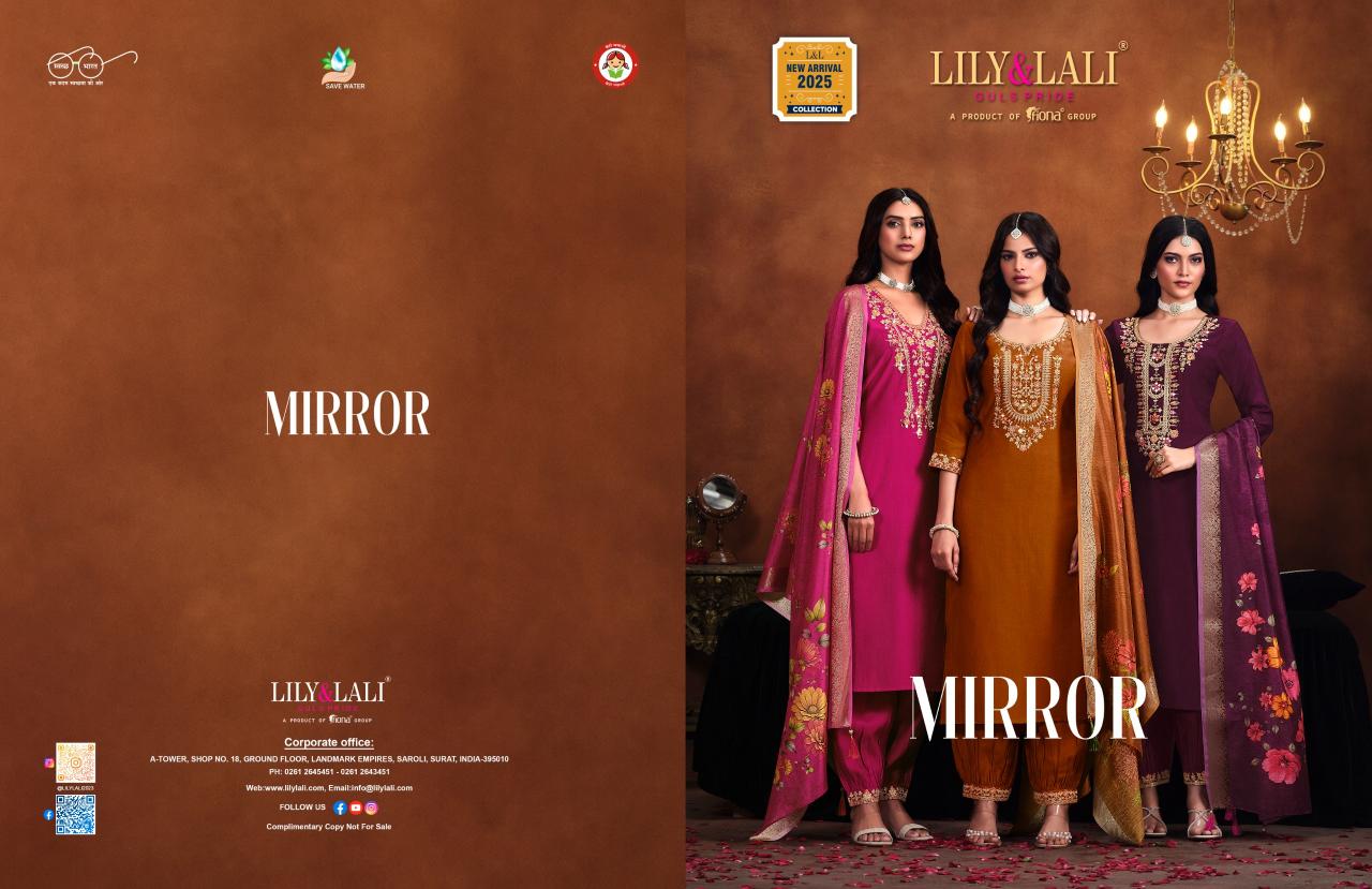 LILY & LALI MIRROR WORK EMBROIDERY KURTI PANT SET LADIES KURTI WHOLESALE MARKET IN SURAT