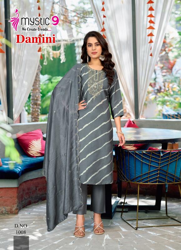 MYSTIC 9 DAMINI VOL1 ROMAN SILK LEHARIYA PRINT CATALOGUE WHOLESALE KURTI SET ONLINE