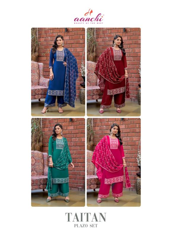 AANCHI TAITAN KURTI  PLAZO WITH DUPATTA SET CATALOGUE ONLINE WHOLESALE 