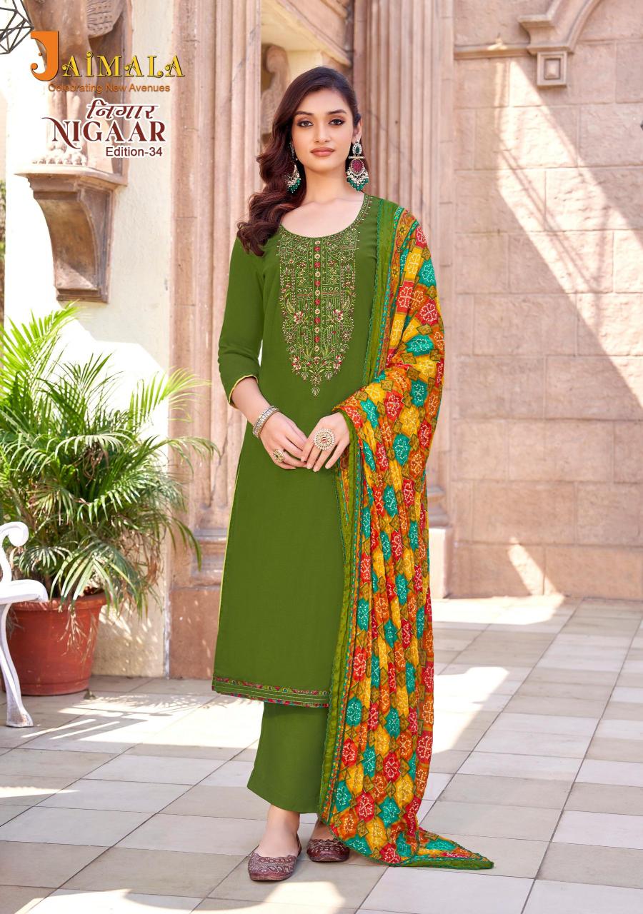 ALOK SUITS JAIMALA NIGAAR-34 WHOLESALE DRESS MATERIAL CATALOGUE