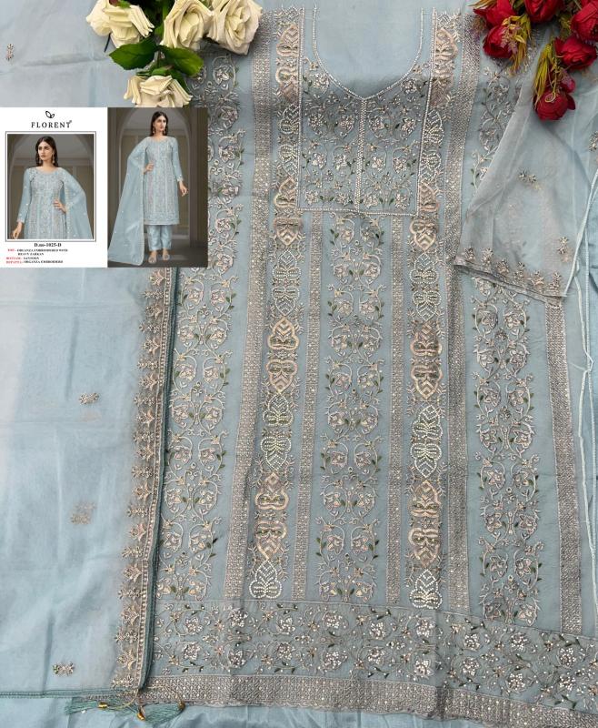 FLORENT D -1025ABCD HEAVY EMBROIDERY WHOLESALE DRESS MATERIAL MARKET IN AHMEDABAD
