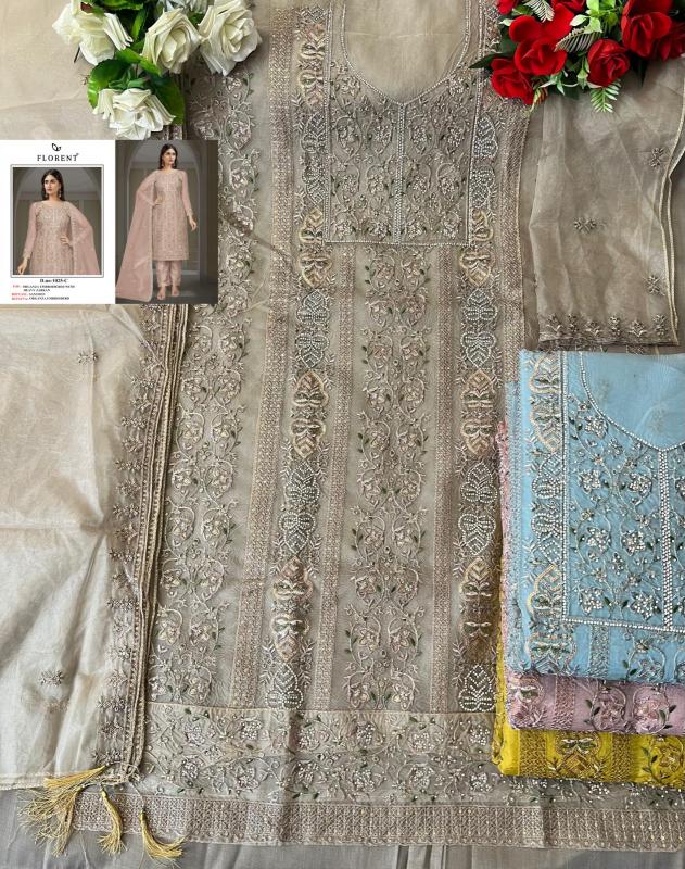 FLORENT D -1025ABCD HEAVY EMBROIDERY WHOLESALE DRESS MATERIAL MARKET IN AHMEDABAD