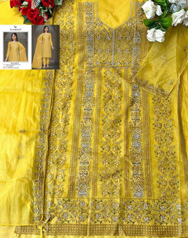 FLORENT D -1025ABCD HEAVY EMBROIDERY WHOLESALE DRESS MATERIAL MARKET IN AHMEDABAD