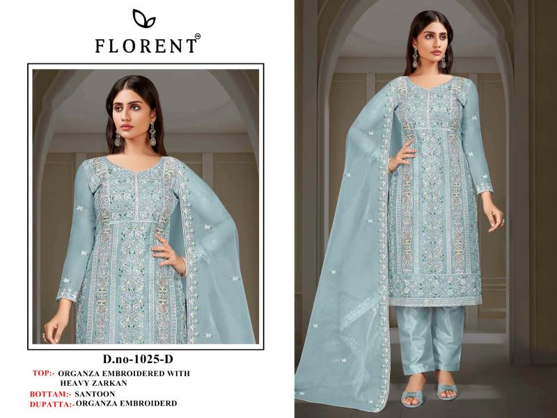 FLORENT D -1025ABCD HEAVY EMBROIDERY WHOLESALE DRESS MATERIAL MARKET IN AHMEDABAD
