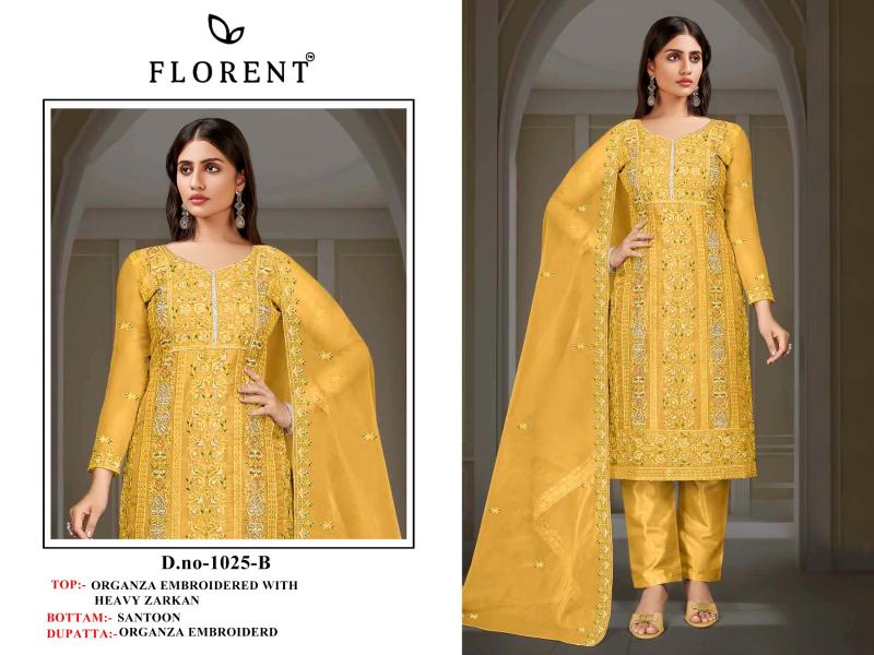 FLORENT D -1025ABCD HEAVY EMBROIDERY WHOLESALE DRESS MATERIAL MARKET IN AHMEDABAD