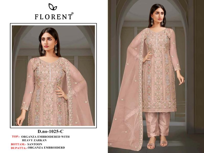 FLORENT D -1025ABCD HEAVY EMBROIDERY WHOLESALE DRESS MATERIAL MARKET IN AHMEDABAD