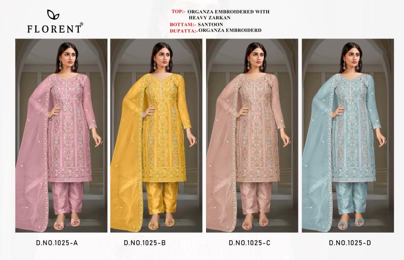 FLORENT D -1025ABCD HEAVY EMBROIDERY WHOLESALE DRESS MATERIAL MARKET IN AHMEDABAD