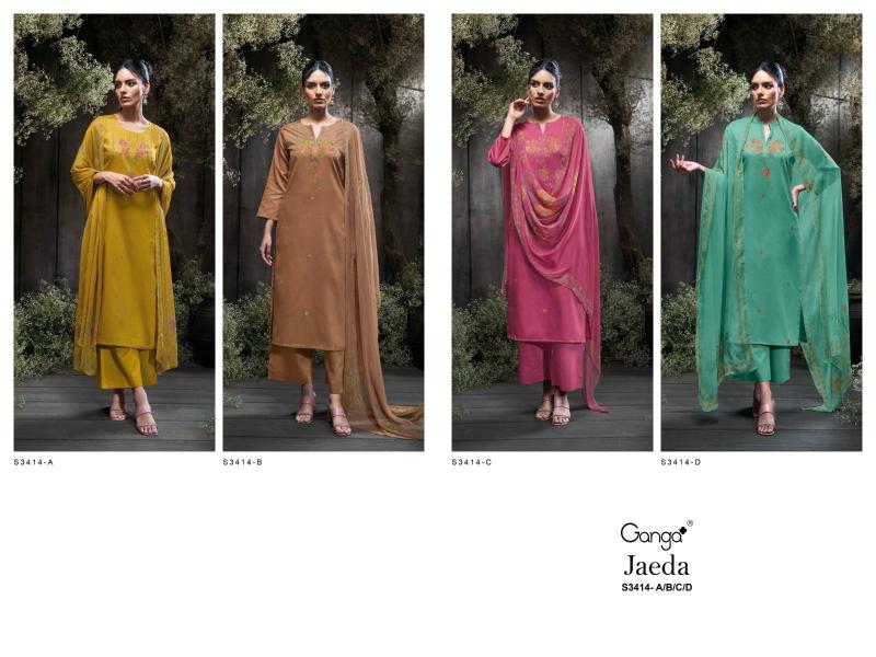 GANGA JAEDA 3414 COTTON SILK WHOLESALE LATEST SALWAR KAMEEZ DESIGNS CATALOGUE