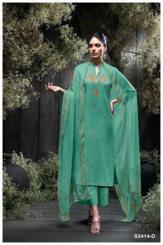 GANGA JAEDA 3414 COTTON SILK WHOLESALE LATEST SALWAR KAMEEZ DESIGNS CATALOGUE