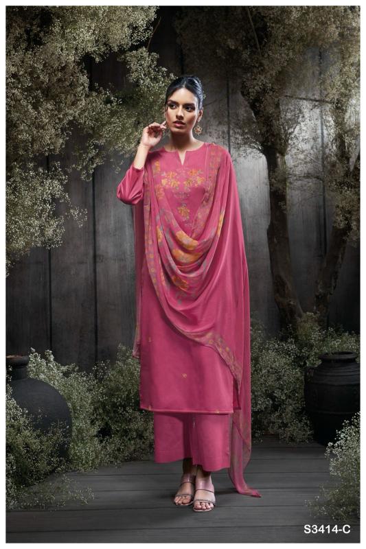 GANGA JAEDA 3414 COTTON SILK WHOLESALE LATEST SALWAR KAMEEZ DESIGNS CATALOGUE
