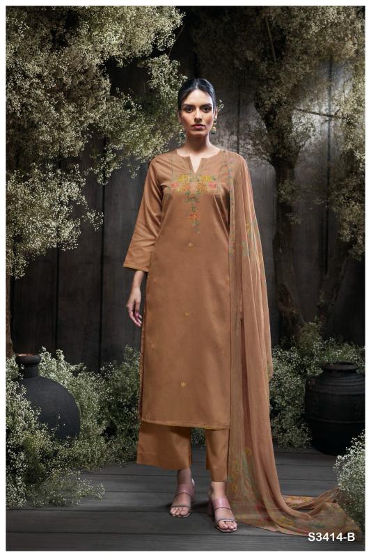 GANGA JAEDA 3414 COTTON SILK WHOLESALE LATEST SALWAR KAMEEZ DESIGNS CATALOGUE