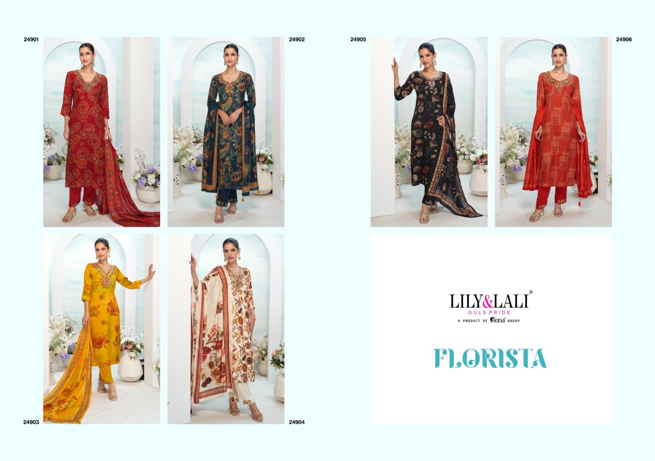 LILI & LALI FLORISTA MIRROR HANDWORK KURTI PANT DUPATTA SET SUPPLIER OF LADIES KURTIS