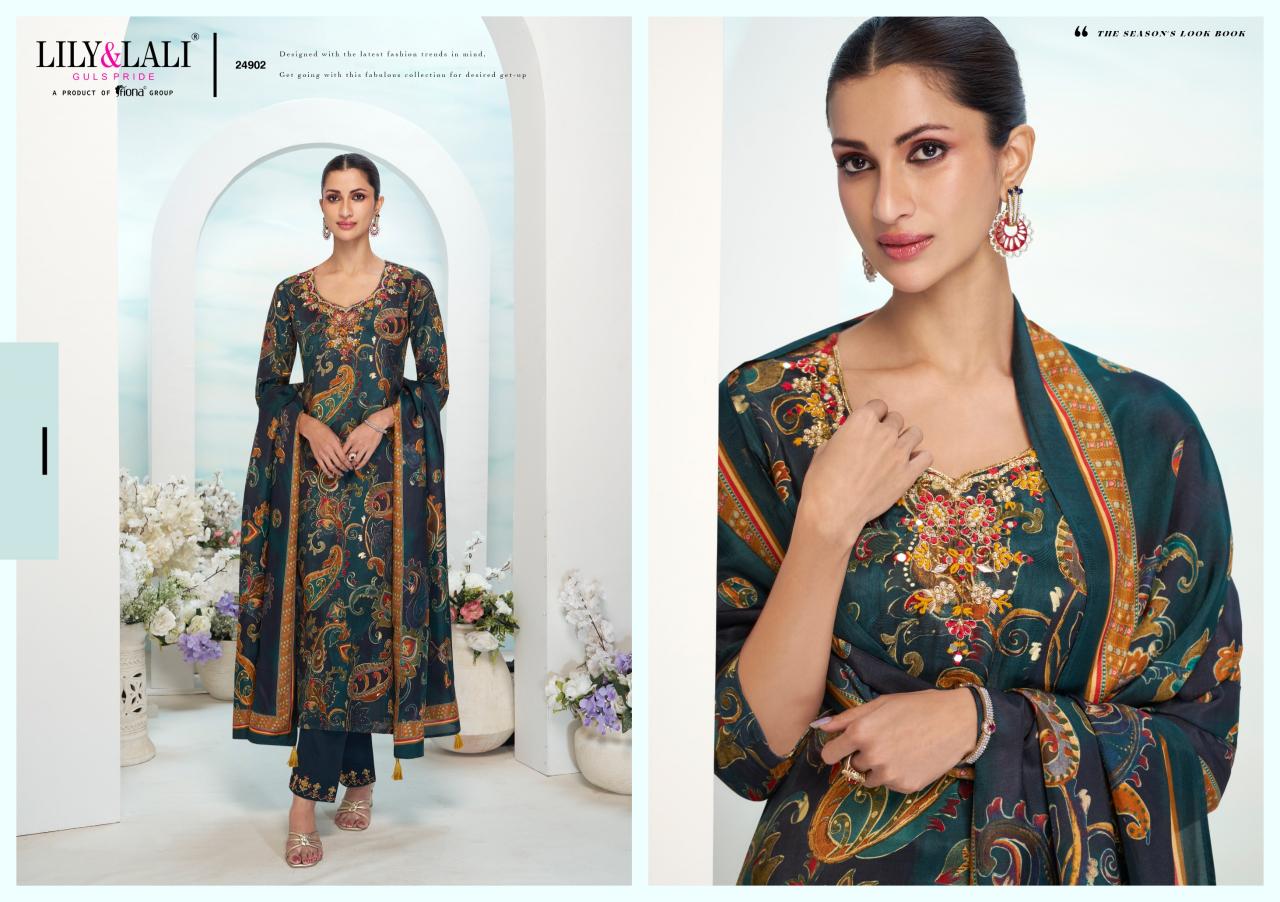 LILI & LALI FLORISTA MIRROR HANDWORK KURTI PANT DUPATTA SET SUPPLIER OF LADIES KURTIS